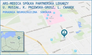 PORADNIA NEUROLOGICZNA - ARS-MEDICA SPÓŁKA PARTNERSKA LEKARZY U. MUSIAŁ, K. PNIEWSKA-GROSZ, L. CWANEK - 1-GO MAJA 3,  SOKÓŁKA