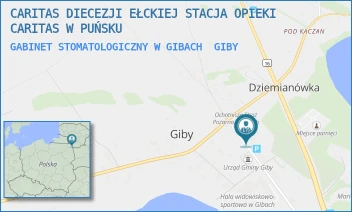 GABINET STOMATOLOGICZNY W GIBACH - CARITAS DIECEZJI EŁCKIEJ STACJA OPIEKI CARITAS W PUŃSKU - DZIEMIANÓWKA 7,  GIBY