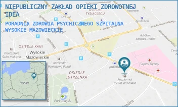 PORADNIA ZDROWIA PSYCHICZNEGO SZPITALNA - NIEPUBLICZNY ZAKŁAD OPIEKI ZDROWOTNEJ IDEA - SZPITALNA 16/101, 102, 103, 104,  WYSOKIE MAZOWIECKIE