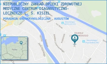 PORADNIA ENDOKRYNOLOGICZNA - NIEPUBLICZNY ZAKŁAD OPIEKI ZDROWOTNEJ MEDYCZNE CENTRUM DIAGNOSTYCZNO- LECZNICZE L. S. KISIEL - JAĆWIESKA 18,  AUGUSTÓW