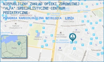 PORADNIA KARDIOLOGICZNA DZIECIĘCA - NIEPUBLICZNY ZAKŁAD OPIEKI ZDROWOTNEJ "ALFA" SPECJALISTYCZNE CENTRUM PEDIATRYCZNE - SYBIRAKÓW 5/4 I 5,  ŁOMŻA