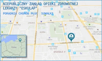 PORADNIA CHORÓB PŁUC - NIEPUBLICZNY ZAKŁAD OPIEKI ZDROWOTNEJ LEKARZY "ESKULAP" - WARYŃSKIEGO 27,  SUWAŁKI