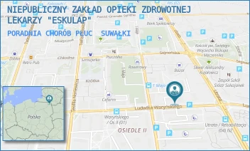 PORADNIA CHORÓB PŁUC - NIEPUBLICZNY ZAKŁAD OPIEKI ZDROWOTNEJ LEKARZY "ESKULAP" - LUDWIKA WARYŃSKIEGO 27,  SUWAŁKI