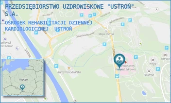 OŚRODEK REHABILITACJI DZIENNEJ KARDIOLOGICZNEJ - PRZEDSIĘBIORSTWO UZDROWISKOWE "USTROŃ" S.A. - SANATORYJNA 7,  USTROŃ
