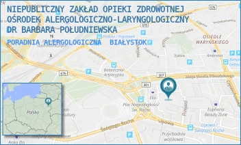 PORADNIA ALERGOLOGICZNA - NIEPUBLICZNY ZAKŁAD OPIEKI ZDROWOTNEJ OŚRODEK ALERGOLOGICZNO-LARYNGOLOGICZNY DR BARBARA POŁUDNIEWSKA - PIŁSUDSKIEGO 4A/2,3,  BIAŁYSTOK