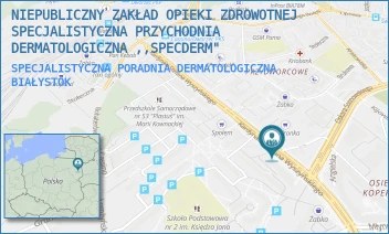 SPECJALISTYCZNA PORADNIA DERMATOLOGICZNA - NIEPUBLICZNY ZAKŁAD OPIEKI ZDROWOTNEJ SPECJALISTYCZNA PRZYCHODNIA DERMATOLOGICZNA ,,SPECDERM" - KARDYNAŁA STEFANA WYSZYŃSKIEGO 10/11U,  BIAŁYSTOK