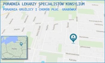 PORADNIA GRUŹLICY I CHORÓB PŁUC - PORADNIA LEKARZY SPECJALISTÓW KONSYLIUM - KLONOWA 1,  GRABÓWKA