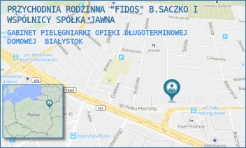 GABINET PIELĘGNIARKI OPIEKI DŁUGOTERMINOWEJ DOMOWEJ - PRZYCHODNIA RODZINNA "FIDOS" B.SACZKO I WSPÓLNICY SPÓŁKA JAWNA - SIEWNA 2,  BIAŁYSTOK