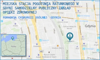 PORADNIA CHIRURGII OGÓLNEJ - MIEJSKA STACJA POGOTOWIA RATUNKOWEGO W GDYNI SAMODZIELNY PUBLICZNY ZAKŁAD OPIEKI ZDROWOTNEJ - UL. ŻWIRKI I WIGURY 14,  GDYNIA