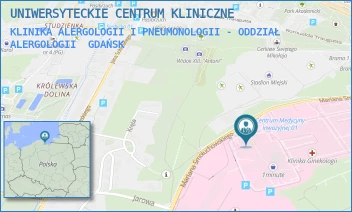 KLINIKA ALERGOLOGII I PNEUMONOLOGII - ODDZIAŁ ALERGOLOGII - UNIWERSYTECKIE CENTRUM KLINICZNE - UL. MARIANA SMOLUCHOWSKIEGO 17,  GDAŃSK