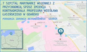 PORADNIA ZDROWIA PSYCHICZNEGO - 7 SZPITAL MARYNARKI WOJENNEJ Z PRZYCHODNIĄ SPZOZ IMIENIA KONTRADMIRAŁA PROFESORA WIESŁAWA ŁASIŃSKIEGO W GDAŃSKU - UL. POLANKI 117,  GDAŃSK