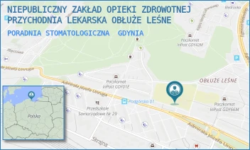 PORADNIA STOMATOLOGICZNA - NIEPUBLICZNY ZAKŁAD OPIEKI ZDROWOTNEJ PRZYCHODNIA LEKARSKA OBŁUŻE LEŚNE - UL. ADM. J. UNRUGA 88,  GDYNIA