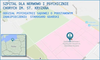 ODDZIAŁ PSYCHIATRII SĄDOWEJ O PODSTAWOWYM ZABEZPIECZENIU - SZPITAL DLA NERWOWO I PSYCHICZNIE CHORYCH IM. ST. KRYZANA - UL. SKARSZEWSKA 7,  STAROGARD GDAŃSKI