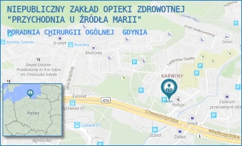 PORADNIA CHIRURGII OGÓLNEJ - NIEPUBLICZNY ZAKŁAD OPIEKI ZDROWOTNEJ "PRZYCHODNIA U ŹRÓDŁA MARII" - UL. G.ZAPOLSKIEJ 1/A,  GDYNIA