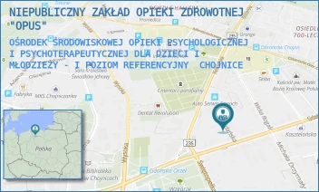 OŚRODEK ŚRODOWISKOWEJ OPIEKI PSYCHOLOGICZNEJ I PSYCHOTERAPEUTYCZNEJ DLA DZIECI I MŁODZIEŻY - I POZIOM REFERENCYJNY - NIEPUBLICZNY ZAKŁAD OPIEKI ZDROWOTNEJ "OPUS" - UL. GDAŃSKA 15B,  CHOJNICE
