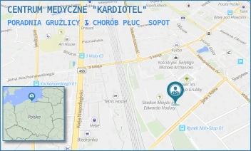 PORADNIA GRUŹLICY I CHORÓB PŁUC - CENTRUM MEDYCZNE "KARDIOTEL" - UL. JANA Z KOLNA 16,  SOPOT