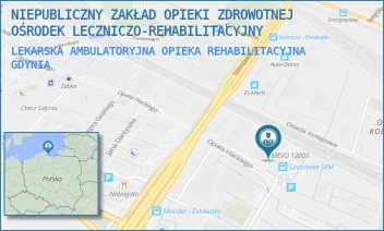 LEKARSKA AMBULATORYJNA OPIEKA REHABILITACYJNA - NIEPUBLICZNY ZAKŁAD OPIEKI ZDROWOTNEJ OŚRODEK LECZNICZO-REHABILITACYJNY - UL. ZAKRĘT DO OKSYWIA 3,  GDYNIA