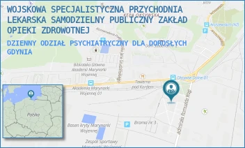 DZIENNY ODZIAŁ PSYCHIATRYCZNY DLA DOROSŁYCH - WOJSKOWA SPECJALISTYCZNA PRZYCHODNIA LEKARSKA SAMODZIELNY PUBLICZNY ZAKŁAD OPIEKI ZDROWOTNEJ - RONDO BITWY POD OLIWĄ 1,  GDYNIA