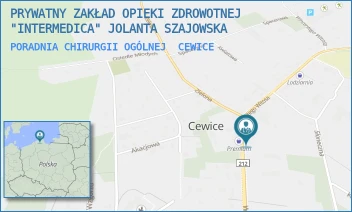PORADNIA CHIRURGII OGÓLNEJ - PRYWATNY ZAKŁAD OPIEKI ZDROWOTNEJ "INTERMEDICA" JOLANTA SZAJOWSKA - OSIEDLE NA WZGÓRZU 35,  CEWICE