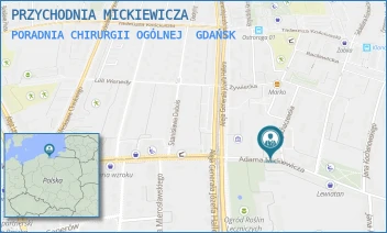 PORADNIA CHIRURGII OGÓLNEJ - PRZYCHODNIA MICKIEWICZA - UL. ADAMA MICKIEWICZA 28/30,  GDAŃSK