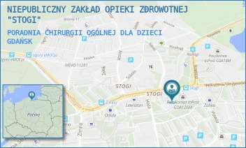 PORADNIA CHIRURGII OGÓLNEJ DLA DZIECI - NIEPUBLICZNY ZAKŁAD OPIEKI ZDROWOTNEJ "STOGI" - UL. WILHELMA STRYJEWSKIEGO 29,  GDAŃSK