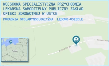 PORADNIA OTOLARYNGOLOGICZNA - WOJSKOWA SPECJALISTYCZNA PRZYCHODNIA LEKARSKA SAMODZIELNY PUBLICZNY ZAKŁAD OPIEKI ZDROWOTNEJ W USTCE - UL. KOMANDORSKA 54.,  LĘDOWO-OSIEDLE