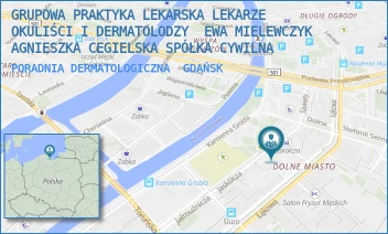 PORADNIA DERMATOLOGICZNA - GRUPOWA PRAKTYKA LEKARSKA LEKARZE OKULIŚCI I DERMATOLODZY  EWA MIELEWCZYK AGNIESZKA CEGIELSKA SPÓŁKA CYWILNA - UL. JASKÓŁCZA 7/15,  GDAŃSK
