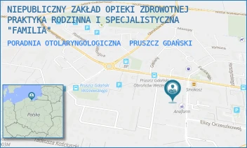 PORADNIA OTOLARYNGOLOGICZNA - NIEPUBLICZNY ZAKŁAD OPIEKI ZDROWOTNEJ PRAKTYKA RODZINNA I SPECJALISTYCZNA "FAMILIA" - UL. HENRYKA SIENKIEWICZA 9,  PRUSZCZ GDAŃSKI