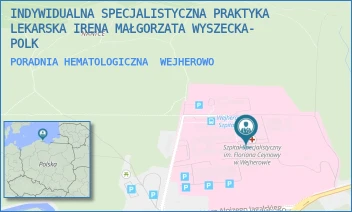 PORADNIA HEMATOLOGICZNA - INDYWIDUALNA SPECJALISTYCZNA PRAKTYKA LEKARSKA IRENA MAŁGORZATA WYSZECKA- POLK - UL. DR. ALOJZEGO JAGALSKIEGO 10,  WEJHEROWO