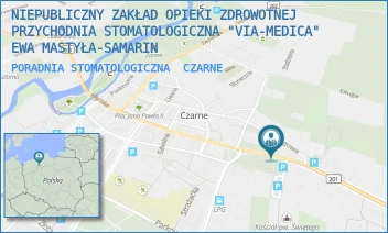 PORADNIA STOMATOLOGICZNA - NIEPUBLICZNY ZAKŁAD OPIEKI ZDROWOTNEJ PRZYCHODNIA STOMATOLOGICZNA "VIA-MEDICA" EWA MASTYŁA-SAMARIN - KOŚCIUSZKI 33,  CZARNE