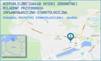 PORADNIA PROTETYKI STOMATOLOGICZNEJ - NIEPUBLICZNY ZAKŁAD OPIEKI ZDROWOTNEJ MILADENT PRZYCHODNIA IMPLANTOLOGICZNO-STOMATOLOGICZNA - UL. MATEMBLEWSKA 1A/18/19,  GDAŃSK