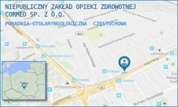 PORADNIA OTOLARYNGOLOGICZNA - NIEPUBLICZNY ZAKŁAD OPIEKI ZDROWOTNEJ CORMED SP. Z O.O. - ALEJA POKOJU 3,  CZĘSTOCHOWA