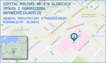 ODDZIAŁ PEDIATRYCZNY Z PODODDZIAŁEM NIEMOWLĘCYM - SZPITAL MIEJSKI W GLIWICACH SPÓŁKA Z OGRANICZONĄ ODPOWIEDZIALNOŚCIĄ - UL. TADEUSZA KOŚCIUSZKI 29,  GLIWICE