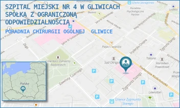 PORADNIA CHIRURGII OGÓLNEJ - SZPITAL MIEJSKI W GLIWICACH SPÓŁKA Z OGRANICZONĄ ODPOWIEDZIALNOŚCIĄ - UL. ZYGMUNTA STAREGO 20,  GLIWICE