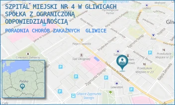 PORADNIA CHORÓB ZAKAŹNYCH - SZPITAL MIEJSKI W GLIWICACH SPÓŁKA Z OGRANICZONĄ ODPOWIEDZIALNOŚCIĄ - UL. ZYGMUNTA STAREGO 19,  GLIWICE