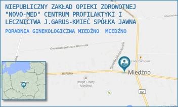 PORADNIA GINEKOLOGICZNA MIEDŹNO - NIEPUBLICZNY ZAKŁAD OPIEKI ZDROWOTNEJ "NOVO-MED" CENTRUM PROFILAKTYKI I LECZNICTWA J.GARUS-KMIEĆ SPÓŁKA JAWNA - UL. UŁAŃSKA 2,  MIEDŹNO