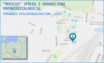 PORADNIA OTOLARYNGOLOGICZNA - "MEDICUS" SPÓŁKA Z OGRANICZONĄ ODPOWIEDZIALNOŚCIĄ - UL. KOLEJOWA 5A,  ŁAZY