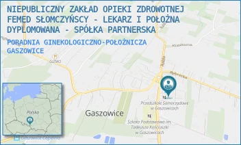 PORADNIA GINEKOLOGICZNO-POŁOŻNICZA - NIEPUBLICZNY ZAKŁAD OPIEKI ZDROWOTNEJ FEMED SŁOMCZYŃSCY - LEKARZ I POŁOŻNA DYPLOMOWANA - SPÓŁKA PARTNERSKA - UL. RYDUŁTOWSKA 1,  GASZOWICE
