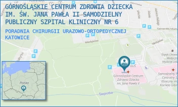 PORADNIA CHIRURGII URAZOWO-ORTOPEDYCZNEJ - GÓRNOŚLĄSKIE CENTRUM ZDROWIA DZIECKA IM. ŚW. JANA PAWŁA II SAMODZIELNY PUBLICZNY SZPITAL KLINICZNY NR 6 - UL. MEDYKÓW 16,  KATOWICE