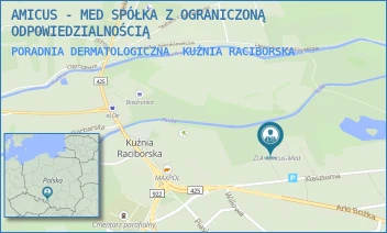 PORADNIA DERMATOLOGICZNA - AMICUS - MED SPÓŁKA Z OGRANICZONĄ ODPOWIEDZIALNOŚCIĄ - UL. KLASZTORNA 9 B,  KUŹNIA RACIBORSKA