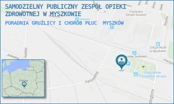 PORADNIA GRUŹLICY I CHORÓB PŁUC - SAMODZIELNY PUBLICZNY ZESPÓŁ OPIEKI ZDROWOTNEJ W MYSZKOWIE - UL. PARTYZANTÓW 21,  MYSZKÓW