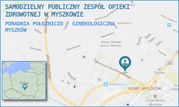 PORADNIA POŁOŻNICZO - GINEKOLOGICZNA - SAMODZIELNY PUBLICZNY ZESPÓŁ OPIEKI ZDROWOTNEJ W MYSZKOWIE - UL. STRAŻACKA 45,  MYSZKÓW