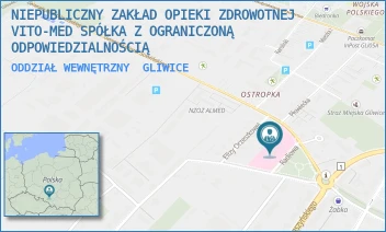 ODDZIAŁ WEWNĘTRZNY - NIEPUBLICZNY ZAKŁAD OPIEKI ZDROWOTNEJ VITO-MED SPÓŁKA Z OGRANICZONĄ ODPOWIEDZIALNOŚCIĄ - UL. RADIOWA 2,  GLIWICE