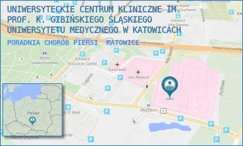 PORADNIA CHORÓB PIERSI - UNIWERSYTECKIE CENTRUM KLINICZNE IM. PROF. K. GIBIŃSKIEGO ŚLĄSKIEGO UNIWERSYTETU MEDYCZNEGO W KATOWICACH - UL. CEGLANA 35,  KATOWICE