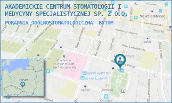 PORADNIA OGÓLNOSTOMATOLOGICZNA - UNIWERSYTECKIE CENTRUM STOMATOLOGII ŚLĄSKIEGO UNIWERSYTETU MEDYCZNEGO W KATOWICACH SPÓŁKA Z OGRANICZONĄ ODPOWIEDZIALNOŚCIĄ - UL. PL. AKADEMICKI 17,  BYTOM