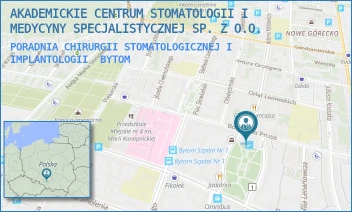 PORADNIA CHIRURGII STOMATOLOGICZNEJ I IMPLANTOLOGII - UNIWERSYTECKIE CENTRUM STOMATOLOGII ŚLĄSKIEGO UNIWERSYTETU MEDYCZNEGO W KATOWICACH SPÓŁKA Z OGRANICZONĄ ODPOWIEDZIALNOŚCIĄ - UL. PL. AKADEMICKI 17,  BYTOM