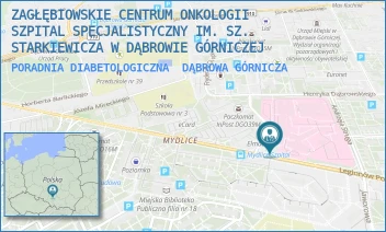 PORADNIA DIABETOLOGICZNA - ZAGŁĘBIOWSKIE CENTRUM ONKOLOGII SZPITAL SPECJALISTYCZNY IM. SZ. STARKIEWICZA W DĄBROWIE GÓRNICZEJ - UL. SZPITALNA 13/.,  DĄBROWA GÓRNICZA