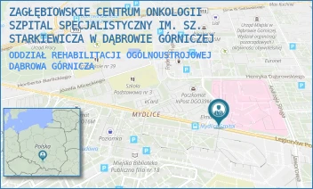 ODDZIAŁ REHABILITACJI OGÓLNOUSTROJOWEJ - ZAGŁĘBIOWSKIE CENTRUM ONKOLOGII SZPITAL SPECJALISTYCZNY IM. SZ. STARKIEWICZA W DĄBROWIE GÓRNICZEJ - UL. SZPITALNA 13,  DĄBROWA GÓRNICZA