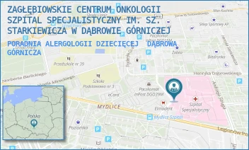 PORADNIA ALERGOLOGII DZIECIĘCEJ - ZAGŁĘBIOWSKIE CENTRUM ONKOLOGII SZPITAL SPECJALISTYCZNY IM. SZ. STARKIEWICZA W DĄBROWIE GÓRNICZEJ - UL. SZPITALNA 13/.,  DĄBROWA GÓRNICZA