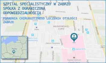 PORADNIA CHIRURGICZNEGO LECZENIA OTYŁOŚCI - SZPITAL SPECJALISTYCZNY W ZABRZU SPÓŁKA Z OGRANICZONĄ ODPOWIEDZIALNOŚCIĄ - UL. MARII CURIE-SKŁODOWSKIEJ 10,  ZABRZE